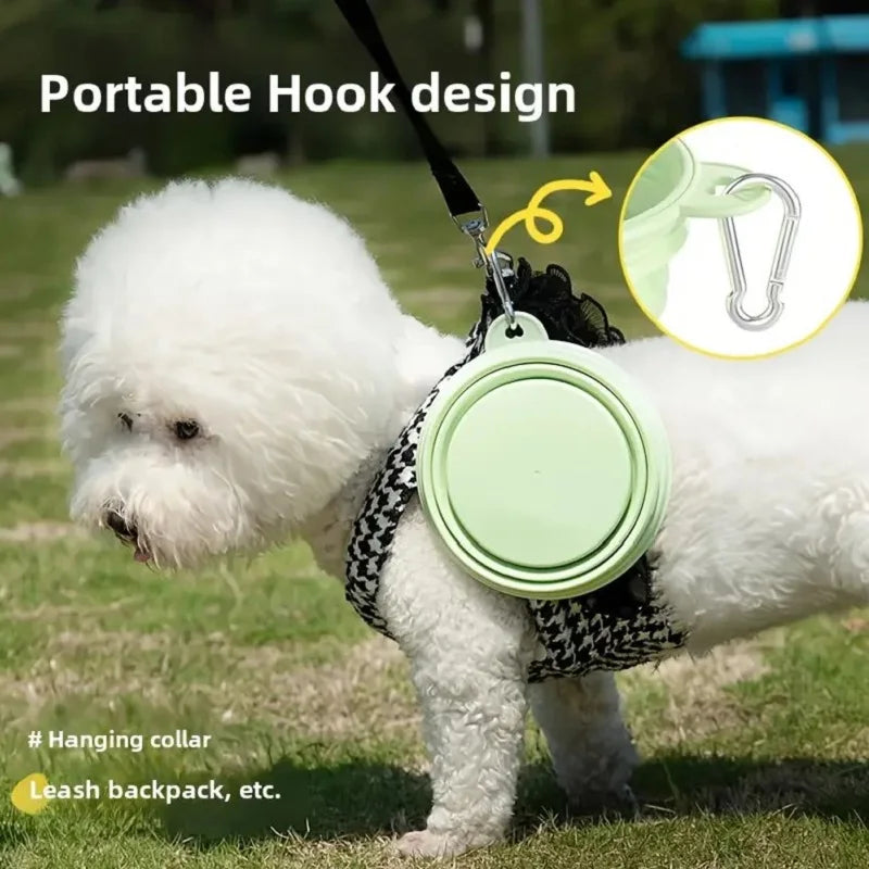 Silicone Dog Food Water Bowl Collapsible 2 in 1 Pet Dispenser Outdoor Travel Dog Cat with Carabiner Bottle Food Water Container