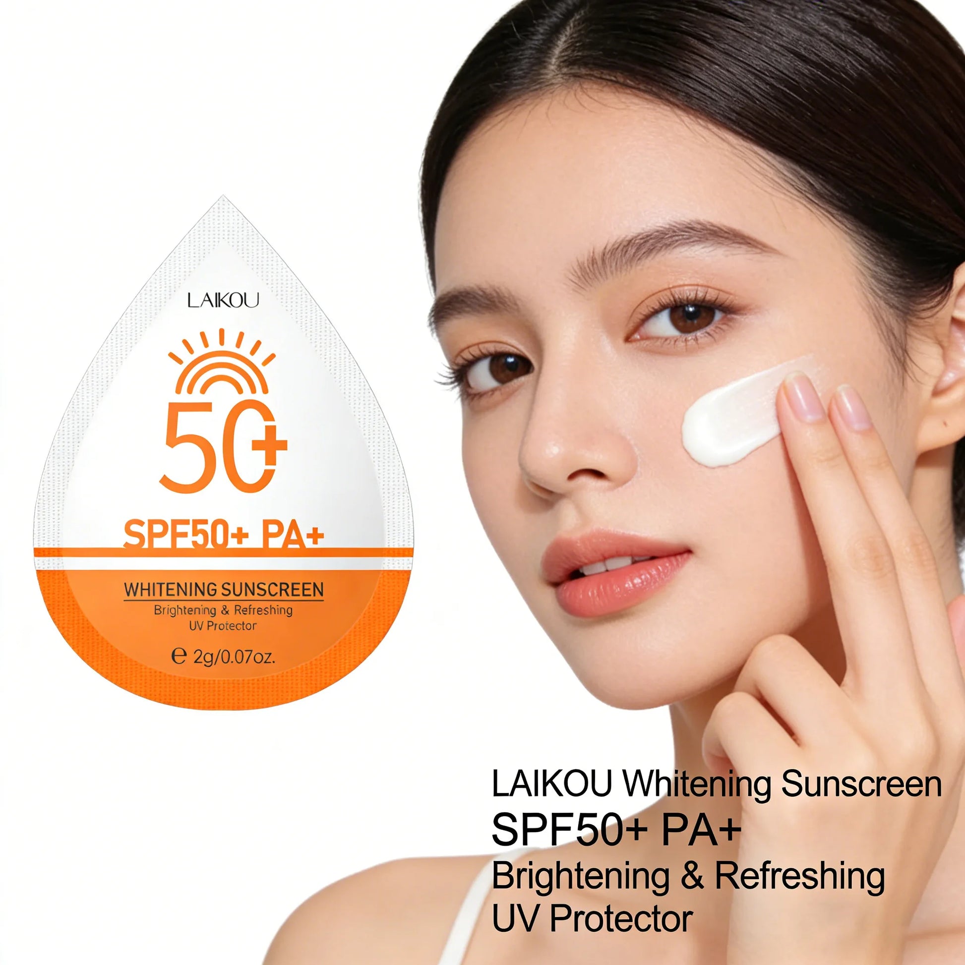 Whitening Sunscreen SPF50+ PA+ Brightening Refreshing UV Protector Portable 2G Sachet for Daily Sun Protection 5/10PCS