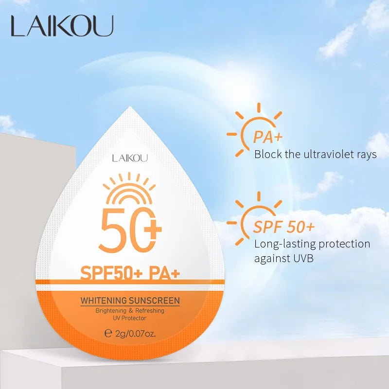 Whitening Sunscreen SPF50+ PA+ Brightening Refreshing UV Protector Portable 2G Sachet for Daily Sun Protection 5/10PCS