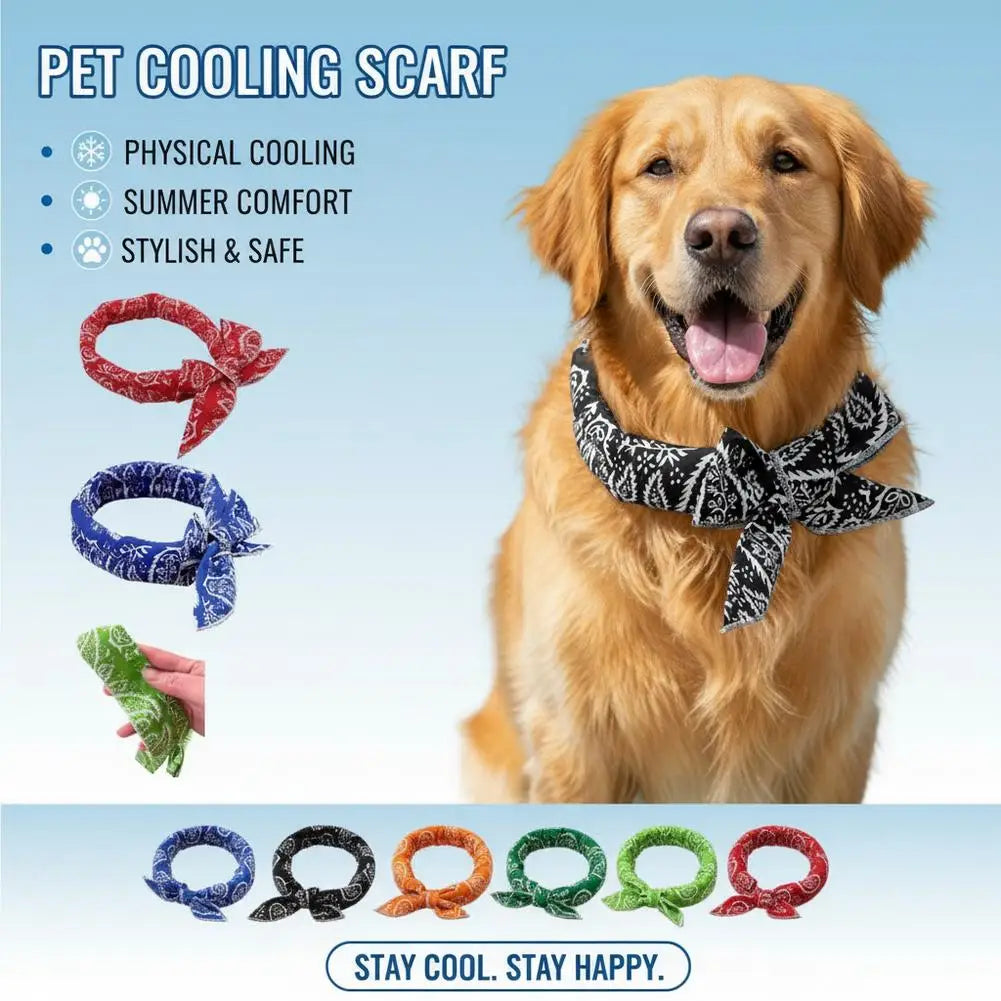 Summer Pet Dogs Cooling Ice Scarf Towel Heatstroke Dogs Cats Ice Scarf Collar Adjustable Cooling Cat Collar Bib Pet Supplies