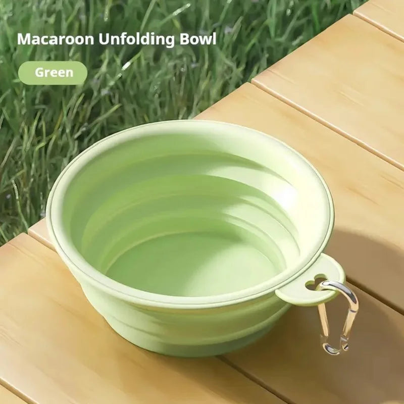 Silicone Dog Food Water Bowl Collapsible 2 in 1 Pet Dispenser Outdoor Travel Dog Cat with Carabiner Bottle Food Water Container