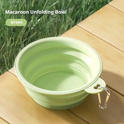 Silicone Dog Food Water Bowl Collapsible 2 in 1 Pet Dispenser Outdoor Travel Dog Cat with Carabiner Bottle Food Water Container