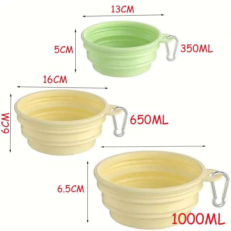 Silicone Dog Food Water Bowl Collapsible 2 in 1 Pet Dispenser Outdoor Travel Dog Cat with Carabiner Bottle Food Water Container