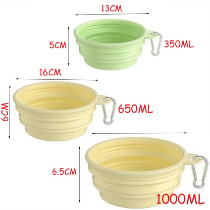 Silicone Dog Food Water Bowl Collapsible 2 in 1 Pet Dispenser Outdoor Travel Dog Cat with Carabiner Bottle Food Water Container