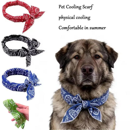 Summer Pet Dogs Cooling Ice Scarf Towel Heatstroke Dogs Cats Ice Scarf Collar Adjustable Cooling Cat Collar Bib Pet Supplies