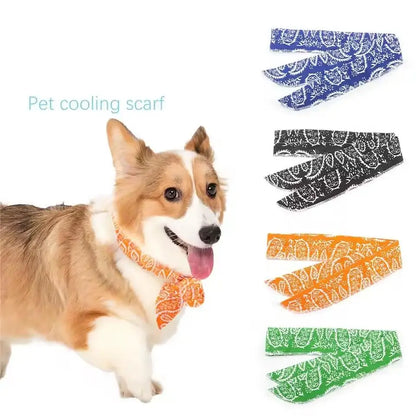 Summer Pet Dogs Cooling Ice Scarf Towel Heatstroke Dogs Cats Ice Scarf Collar Adjustable Cooling Cat Collar Bib Pet Supplies