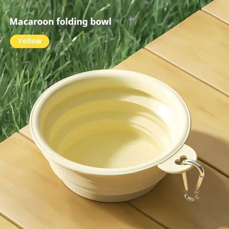 Silicone Dog Food Water Bowl Collapsible 2 in 1 Pet Dispenser Outdoor Travel Dog Cat with Carabiner Bottle Food Water Container