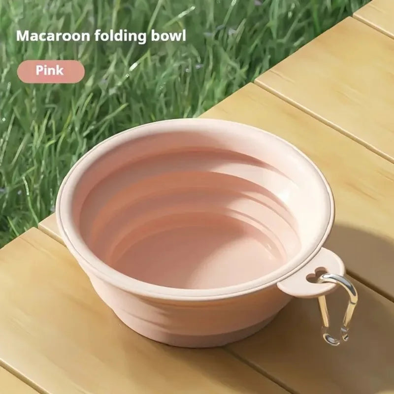 Silicone Dog Food Water Bowl Collapsible 2 in 1 Pet Dispenser Outdoor Travel Dog Cat with Carabiner Bottle Food Water Container
