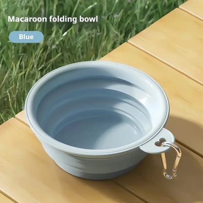 Silicone Dog Food Water Bowl Collapsible 2 in 1 Pet Dispenser Outdoor Travel Dog Cat with Carabiner Bottle Food Water Container