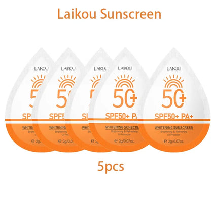 Whitening Sunscreen SPF50+ PA+ Brightening Refreshing UV Protector Portable 2G Sachet for Daily Sun Protection 5/10PCS